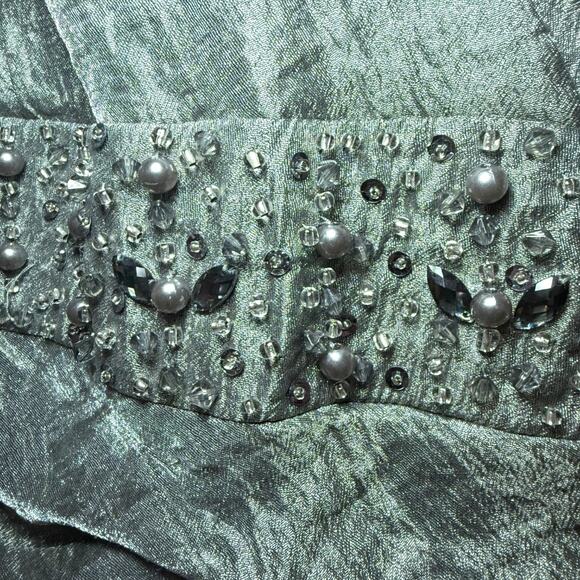 R&M Richards metallic ruched cocktail dress beaded waist – 18W - Picture 8 of 9